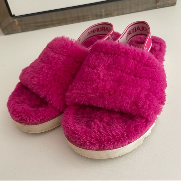 Koolaburra by UGG Kid's Backstrap Slide Sandals Fuzz'n Pink Size 2 - Picture 4 of 7